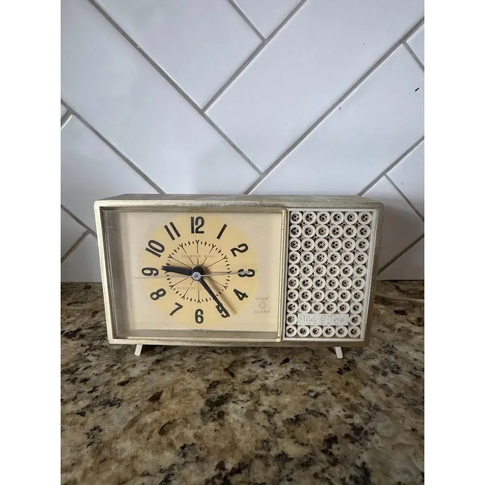 Vintage General Electric Clock MCM atomic Mel o tone TESTED Mid century modern